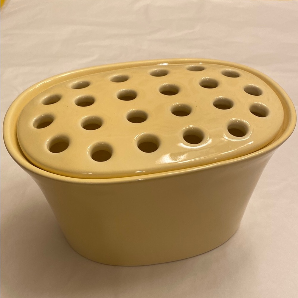 Yellow Ceramic Flower Frog/Vase
